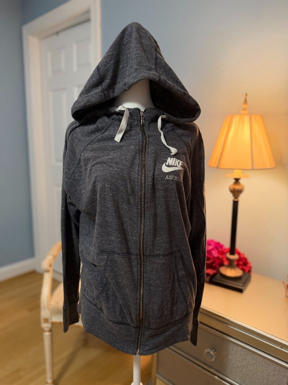 Nike Gym Vintage Full-Zip Hoodie Charcoal Heather Gray XL